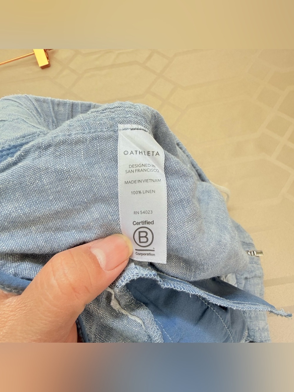 Athleta Women’s Cabo Linen Drawstring Jogger Pants Size 4 Light Blue - Picture 4 of 7